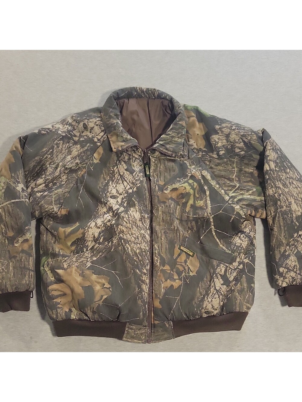 Remington Men's Camo Full Zip Polyester Jacket Size L Brown/Green